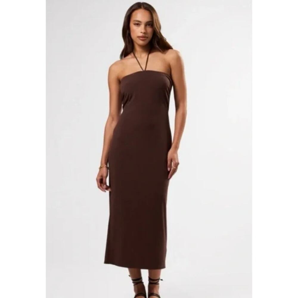 Amour Vert Gio Stretch Knit Dress in Espresso Brown